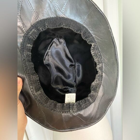 Black Leather Fedora Hat - Picture 6 of 6